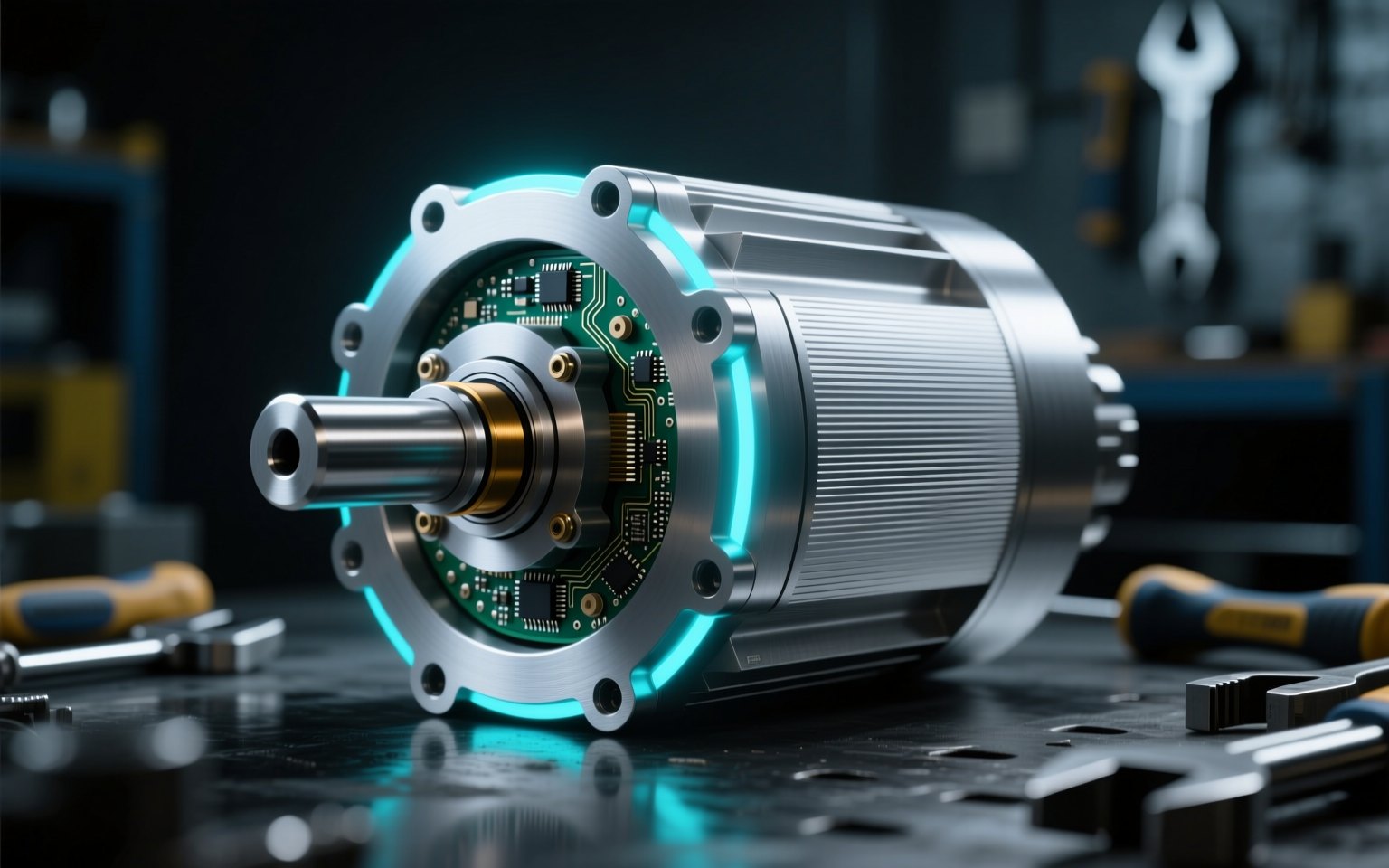 Precision servo motor with encoder feedback